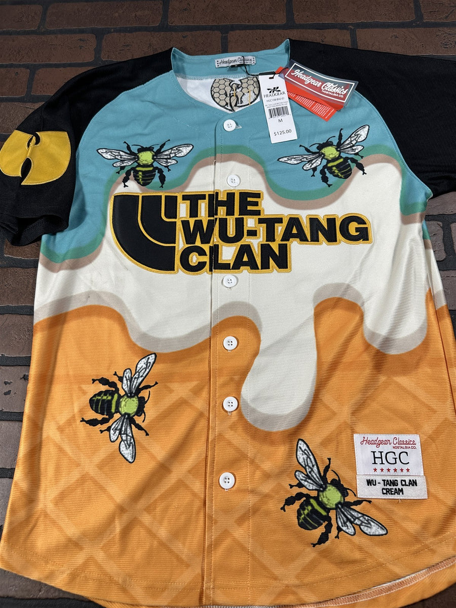 WU-TANG CLAN Bee/Cream Headgear Classics Baseball Jersey ~Never