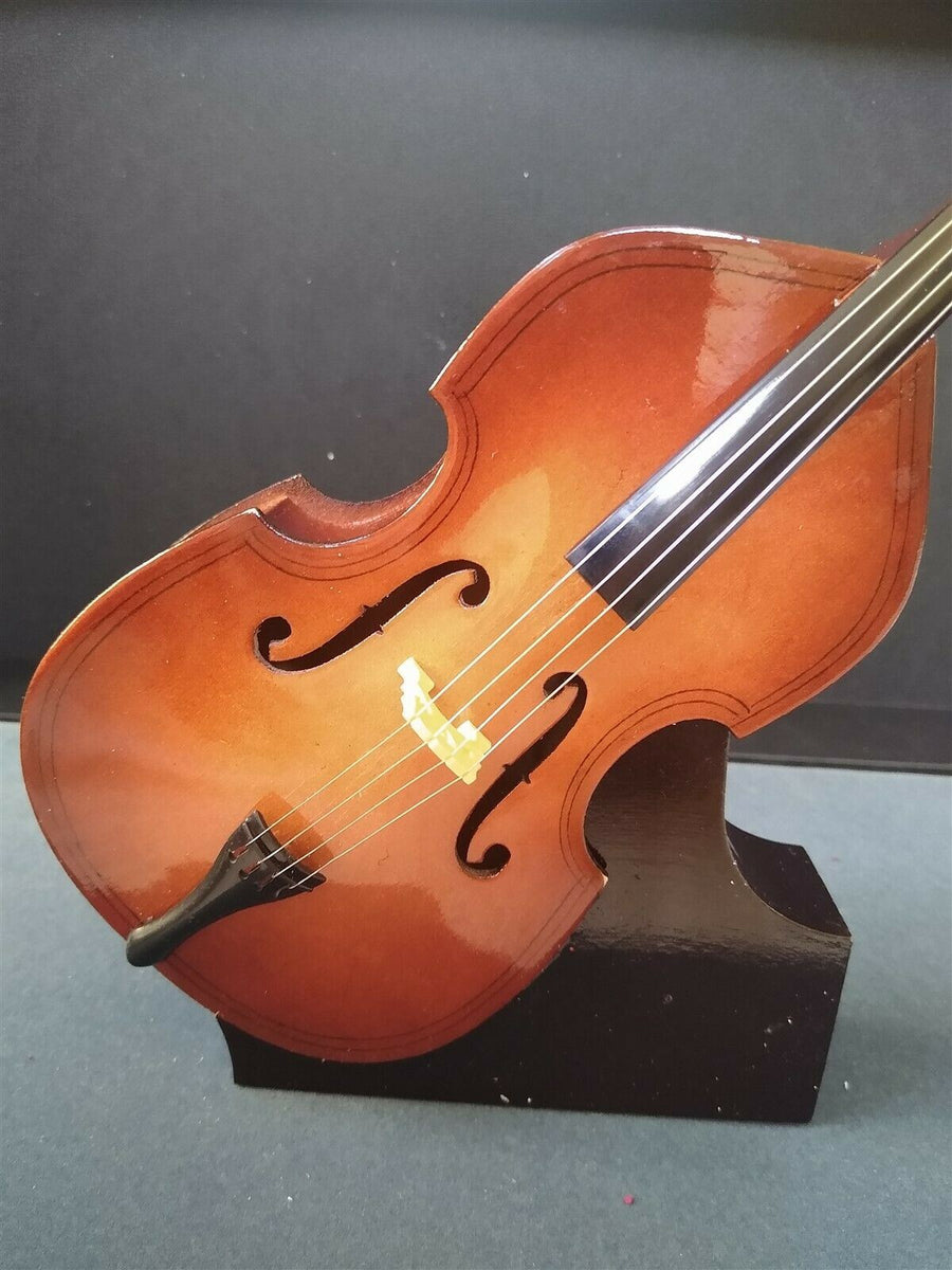 Miniature 10 Inch Replica Upright Bass with Bow, Case, & Display Stand