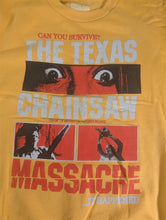 Load image into Gallery viewer, Texas Chainsaw Massacre Survive? Yellow Crewneck Sweatshirt ~Never Worn~L XL 2XL