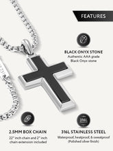 Load image into Gallery viewer, Black Onyx Cross Pendant Necklace
