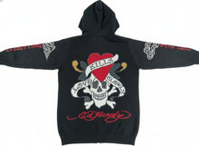 Load image into Gallery viewer, ED HARDY by Christian Audigier-Love Kills Slowly Black Zip-Up Sweater~VTG~ M L XL