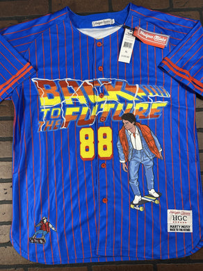 BACK TO THE FUTURE Headgear Classics Blue Baseball Jersey ~Never Worn~M L XL XXL