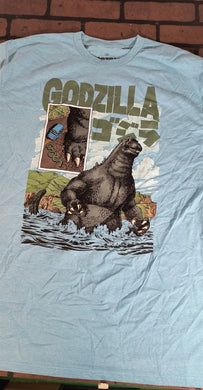 GODZILLA in the Water & Crushing Road Blue T-shirt ~Never Worn~ 3XL