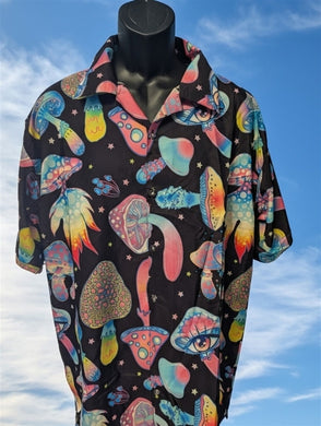 Mushroom Hawaiian Shirt Men’s Tropical Button-Up Casual Aloha Beachwear~New~S-XL