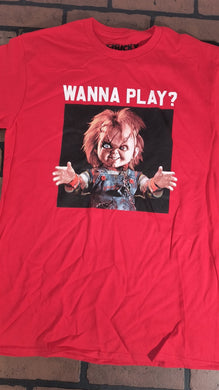 CHUCKY CHILD'S PLAY- Wanna Play Red T-shirt ~Never Worn~ S M L XL