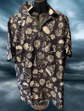 Skulls Hawaiian Shirt Men’s Tropical Button-Up Casual Aloha Beachwear ~New~M-2XL