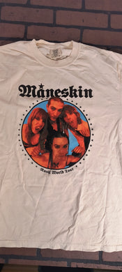 MANESKIN - 2023 Rush World Tour 2 Sided Tan T-shirt ~Never Worn~ M L XL