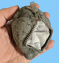 Load image into Gallery viewer, Unique Zipper Stone with Silk Lining Jewelry, Coin, Guitar Pick Holder ~Unique~