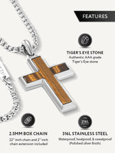 Load image into Gallery viewer, Tiger Eye Cross Pendant Necklace