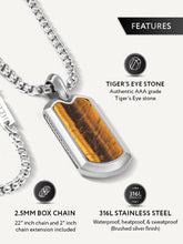 Load image into Gallery viewer, Tiger Eye Dog Tag Pendant Necklace