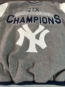 NEW YORK YANKEES G-III 27X World Series Varsity Jacket~Faux Leather Sleeved~