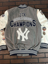 Load image into Gallery viewer, NEW YORK YANKEES G-III 27X World Series Varsity Jacket~Faux Leather Sleeved~