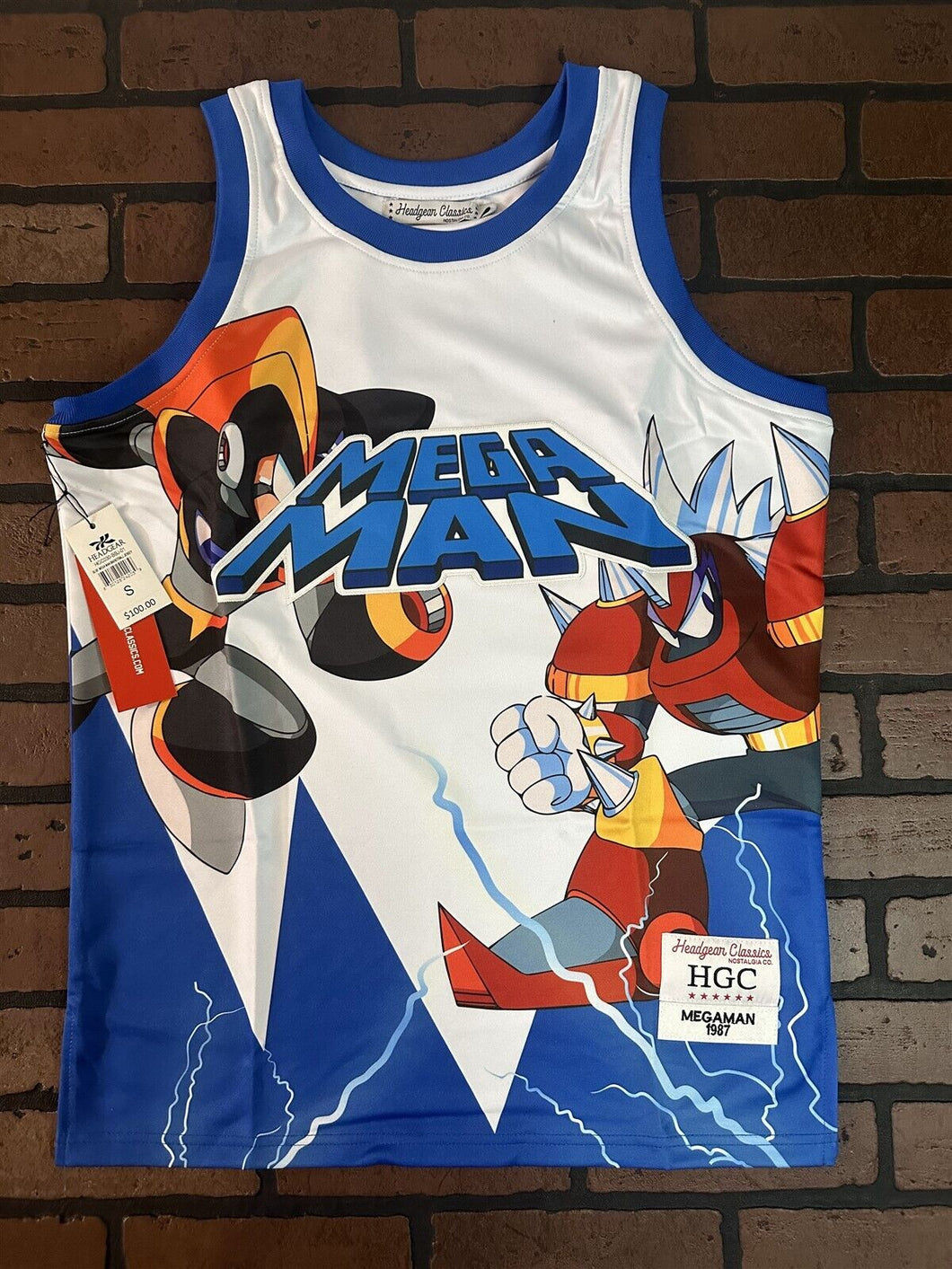MEGA MAN Blue Headgear Classics Basketball Jersey ~Never Worn~ S L