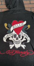 Load image into Gallery viewer, ED HARDY by Christian Audigier-Love Kills Slowly Black Zip-Up Sweater~VTG~ M-2XL