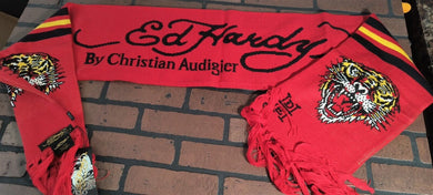 ED HARDY by Christian Audigier-2000s Vintage Red Tiger Scarf~NEVER WORN~