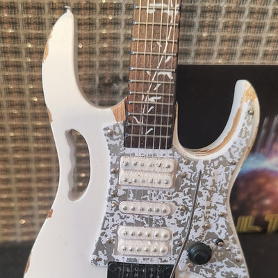 STEVE VAI -Ibanez Distressed White JEM EVO 1:4 Scale Replica Guitar ~Axe Heaven~