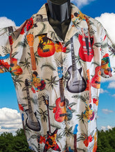 Load image into Gallery viewer, Hawaiian Guitar Shirt Men’s Tropical Button-Up Casual Aloha Beachwear ~New~M-2XL
