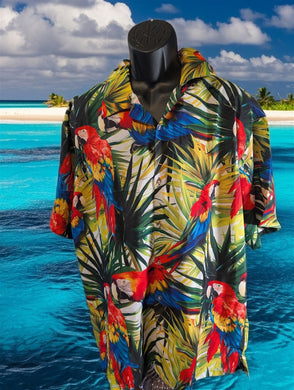 Parrot Hawaiian Shirt Men’s Tropical Button-Up Casual Aloha Beachwear ~New~M-2XL
