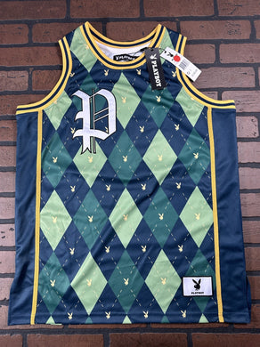 PLAYBOY BUNNY Green Argyle Headgear Classics Basketball Jersey ~Never Worn~M-2XL