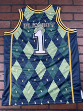 Load image into Gallery viewer, PLAYBOY BUNNY Green Argyle Headgear Classics Basketball Jersey ~Never Worn~M-2XL