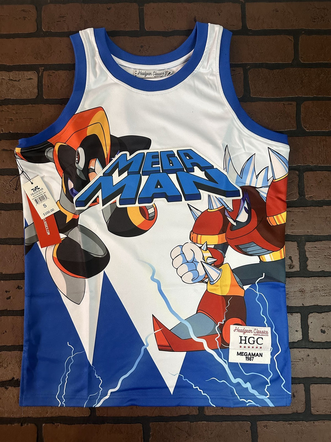 MEGA MAN White Headgear Classics Basketball Jersey ~Never Worn~ S L