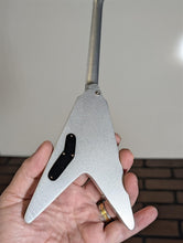 Load image into Gallery viewer, DAVE MUSTAINE - Gibson Flying V EXP Silver 1:4 Scale Replica Guitar ~Axe Heaven~