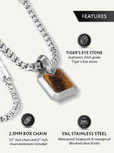 Load image into Gallery viewer, Tiger Eye Square Pendant Necklace