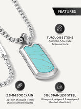 Load image into Gallery viewer, Turquoise Dog Tag Pendant Necklace