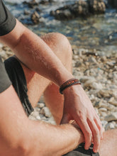 Load image into Gallery viewer, Stacked Brown Leather &amp; Tiger Eye Bead Bracelet