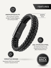Load image into Gallery viewer, Double Black Braided Leather Bracelet