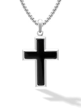 Load image into Gallery viewer, Black Onyx Cross Pendant Necklace