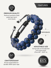 Load image into Gallery viewer, Men’s Blue Lapis Lazuli Beaded Bracelet Morocco