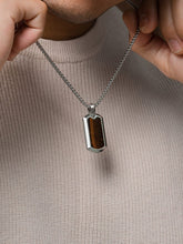 Load image into Gallery viewer, Tiger Eye Dog Tag Pendant Necklace