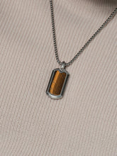 Load image into Gallery viewer, Tiger Eye Dog Tag Pendant Necklace