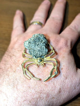 Load image into Gallery viewer, Natural Pyrite Druzy Spider Decor Piece Gold-Tone Curio