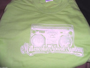 MILLENCOLIN SOUND SYSTEM - Lime Green Boombox t-shirt ~BRAND NEVER WORN~ L / XL