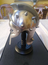 Load image into Gallery viewer, Miniature 7 Inch 18-Gauge Steel Spiked Gladiator Helmet W/Stand