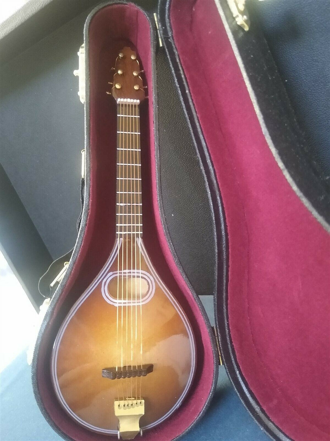 Miniature 9 Inch Replica Mandolin with Case & Display Stand ~NEW~