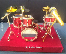 Load image into Gallery viewer, Miniature 4-5.5 Inch Replica Metal Drum Set - RED ~New~