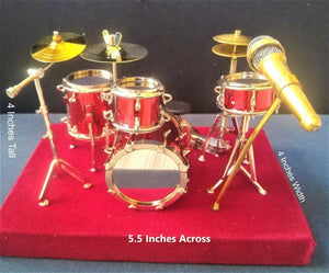 Miniature 4-5.5 Inch Replica Metal Drum Set - RED ~New~