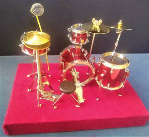 Miniature 4-5.5 Inch Replica Metal Drum Set - RED ~New~