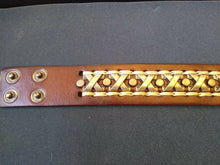 Load image into Gallery viewer, Brown Leather 1.5 Inch Wide Bracelet with &quot;X&quot; Design. Be a Rockstar!~Adjustable~