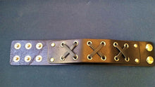 Load image into Gallery viewer, Black Leather 1.5 Inch Wide Cuff Bracelet with Criss-Cross Straps ~Adjustable~