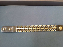 Load image into Gallery viewer, Black Leather 1.25 Inch Wide Cuff Bracelet with Steel Nailheads! ~Adjustable~