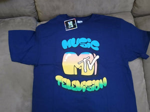 MTV MUSIC TELEVISION - 2021 Navy Blue Retro T-shirt ~Licensed ~ S M L XL XXL