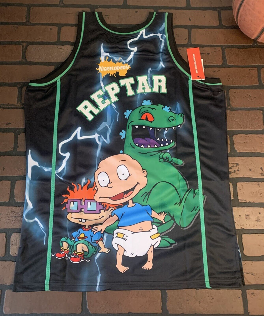 RUGRATS REPTAR BLACK/BLUE Headgear Classics Basketball Jersey ~Never Worn~ XL