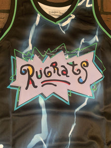 RUGRATS REPTAR BLACK/BLUE Headgear Classics Basketball Jersey ~Never Worn~ XL