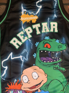 RUGRATS REPTAR BLACK/BLUE Headgear Classics Basketball Jersey ~Never Worn~ XL