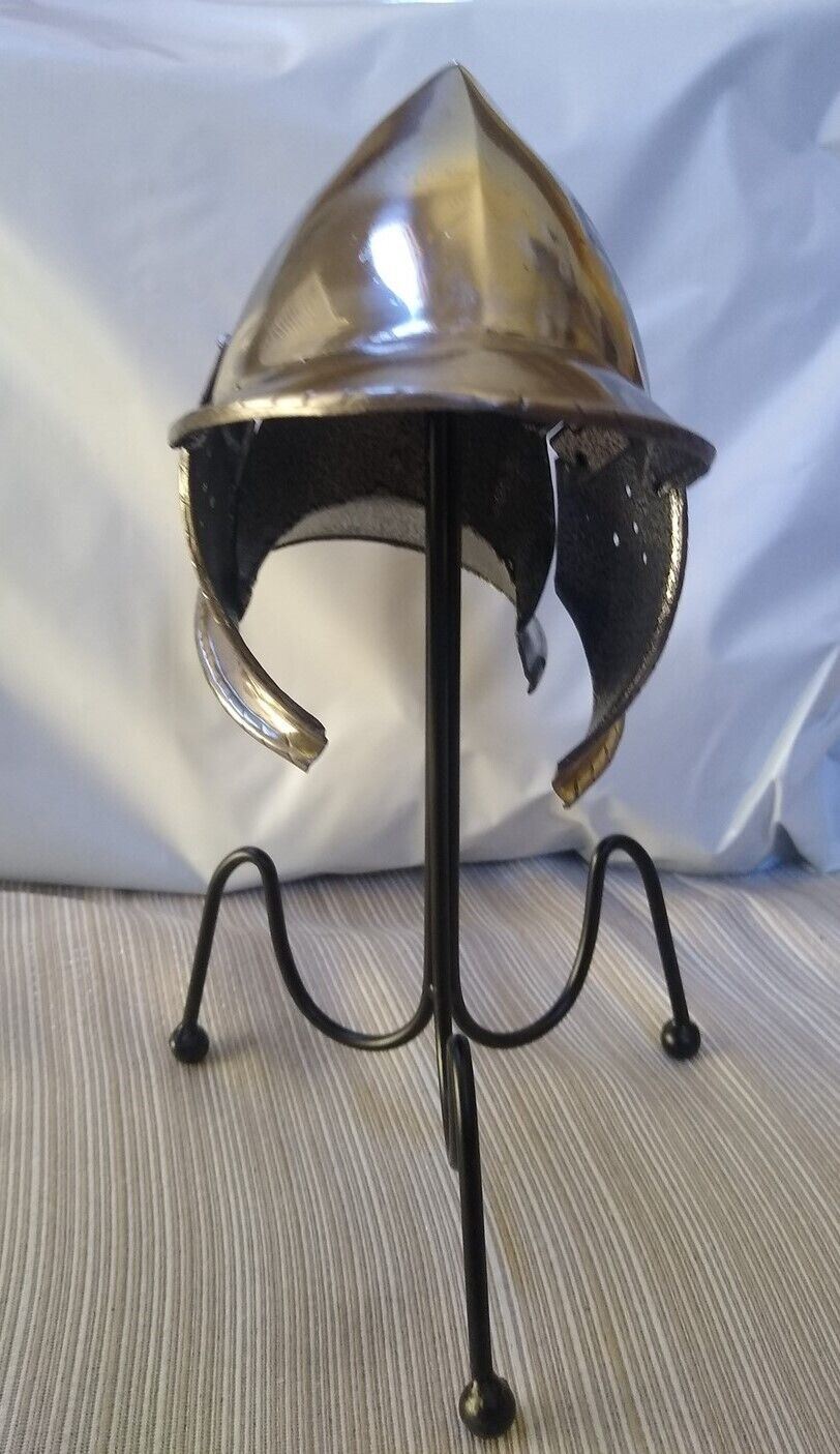 Warrior Helmet 5 Inch Silver/Bronze 20-Gauge Steel W/Stand ~New~