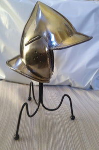 Warrior Helmet 5 Inch Silver/Bronze 20-Gauge Steel W/Stand ~New~